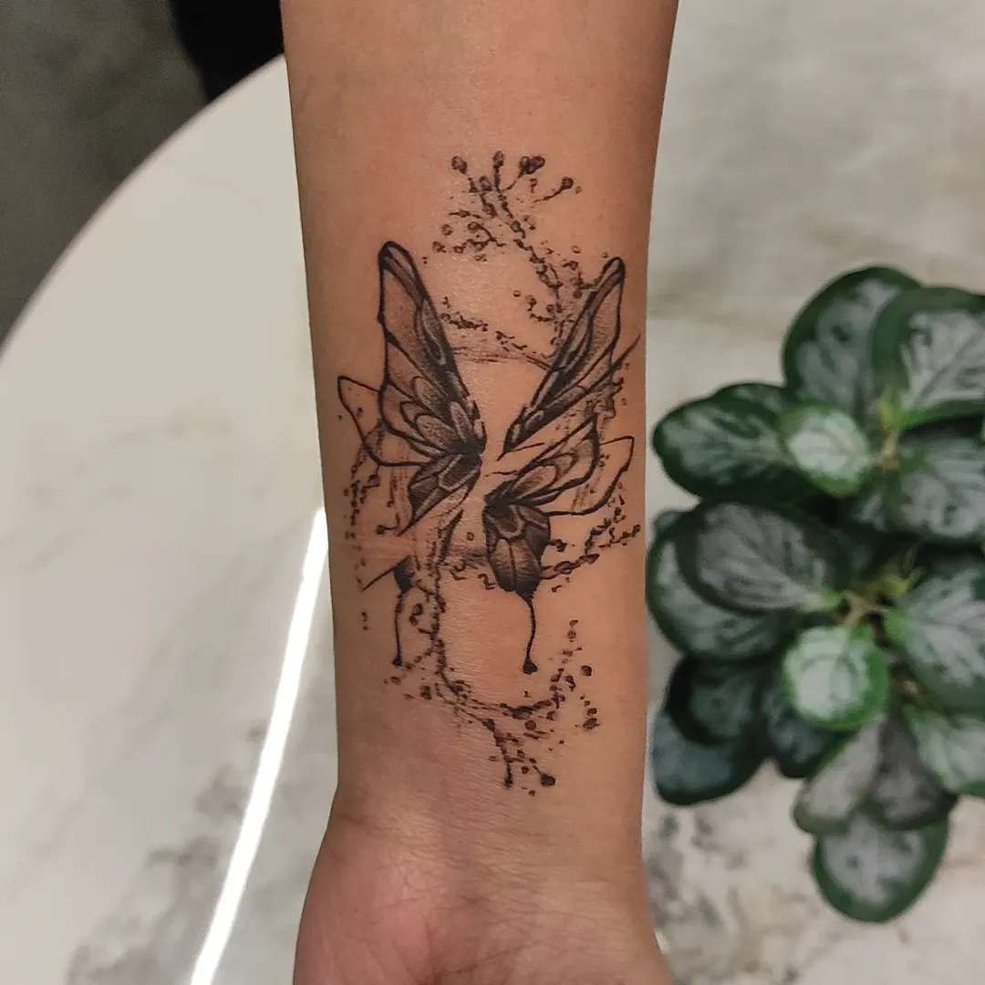 Abstract Liquid Butterfly - Custom Tattoo Art at Inkjector Tattoos Kozhikode Kerala