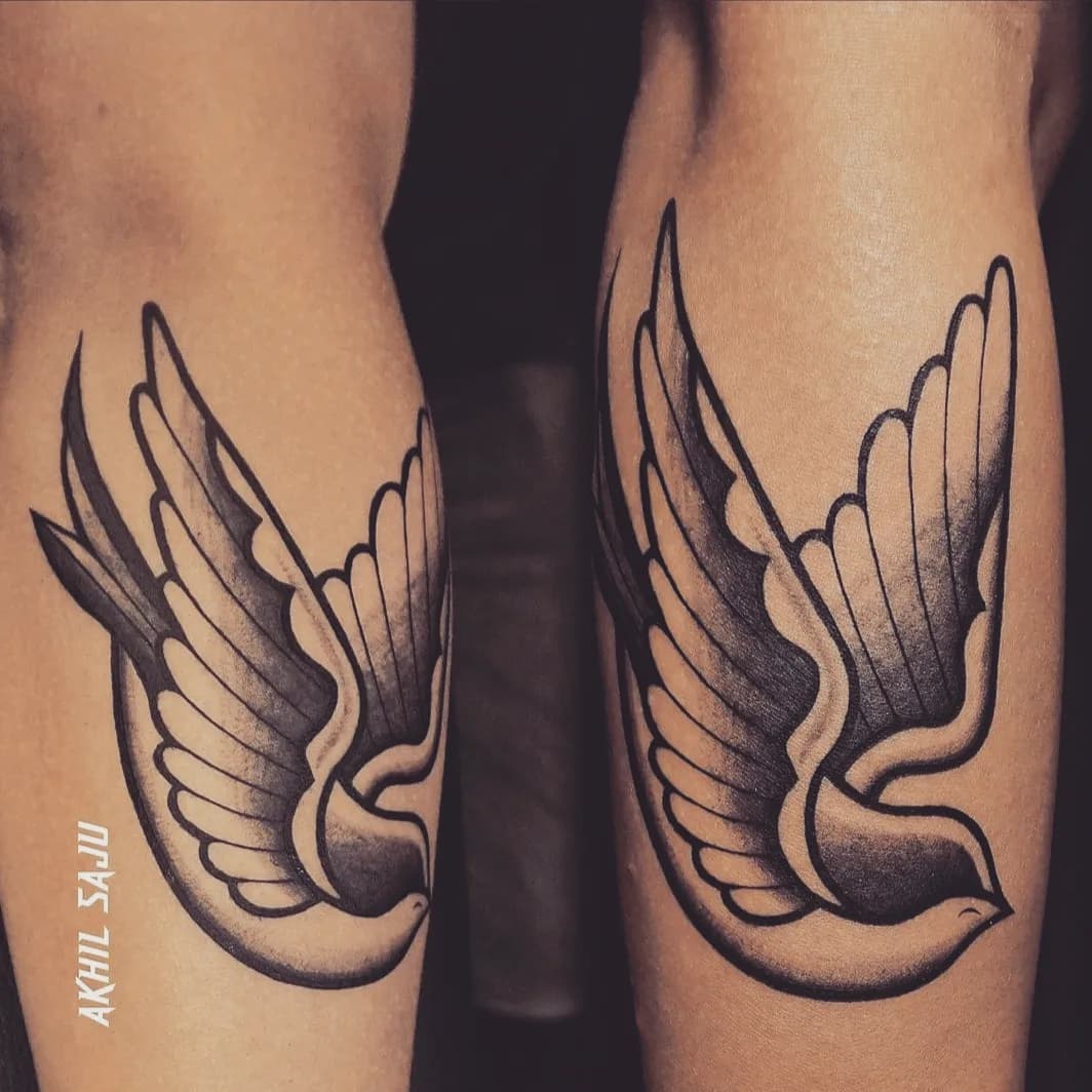 Swallows Shaded Flight - Custom Tattoo Art at Inkjector Tattoos Kozhikode Kerala
