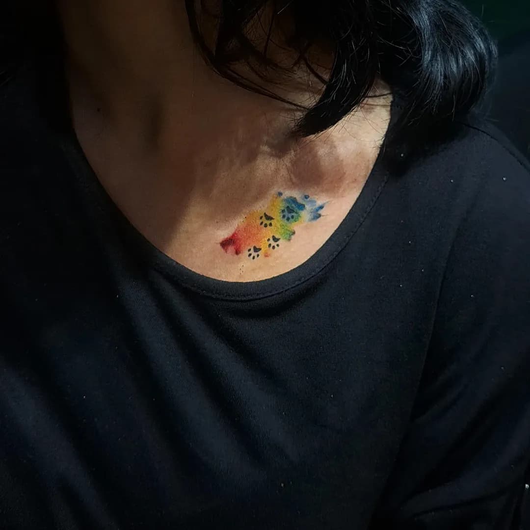 Watercolor Pawprints - Custom Tattoo Art at Inkjector Tattoos Kozhikode Kerala